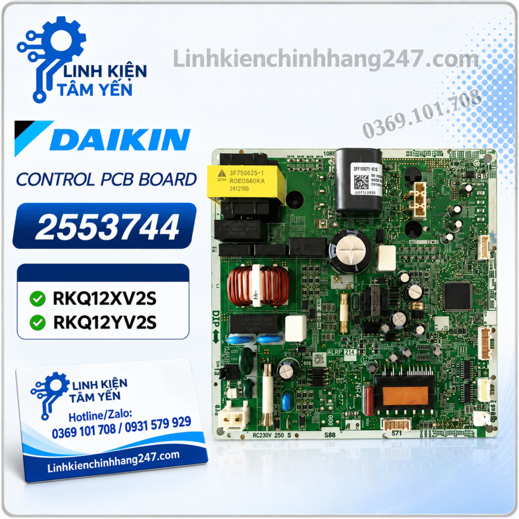 Bo Mạch Dàn Nóng Điều Hòa Daikin RKQ12XV2S, RKQ12YV2S Mã 2553744 Chính Hãng Mới 100%